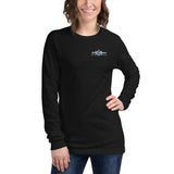 Ladies long sleeve cotton tee with Jews Can Shoot logo