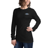 Ladies long sleeve cotton tee with Jews Can Shoot logo